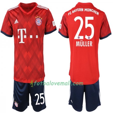 Levné FC Bayern Mnichov Müller 25 Dětské Domácí Fotbalové dresy 2018/19 Krátký Rukáv